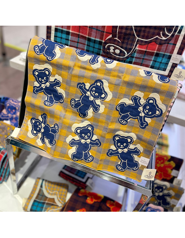 VIVIENNE WESTWOOD HAPPY BEAR CHECK GAUZE HANDKERCHIEF