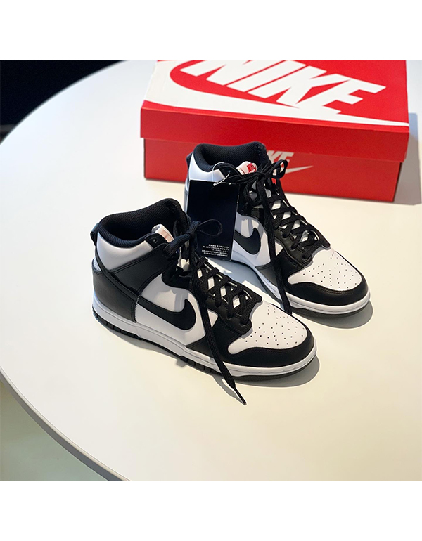 nike dunk black and white high