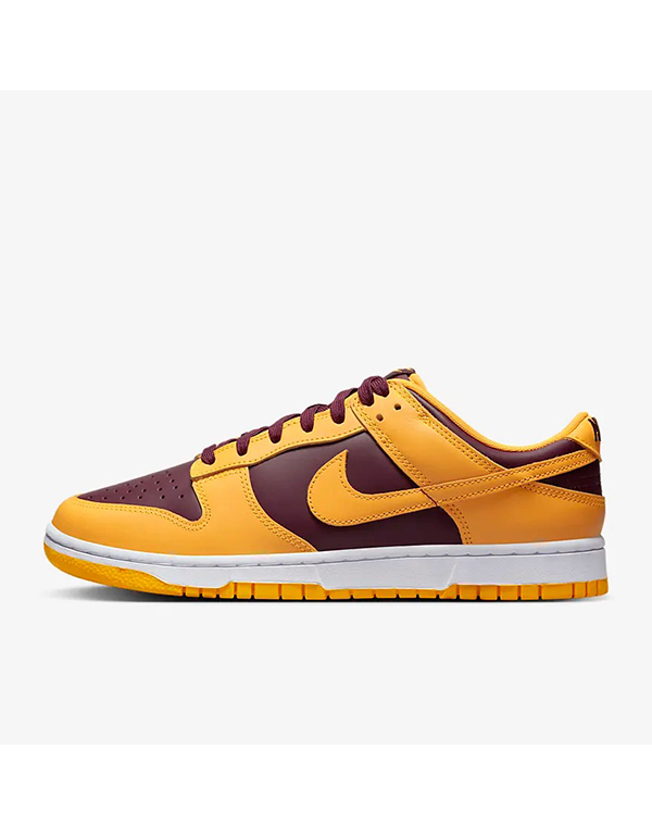 NIKE DUNK LOW RETRO UNIVERSITY GOLD AND DEEP MAROON