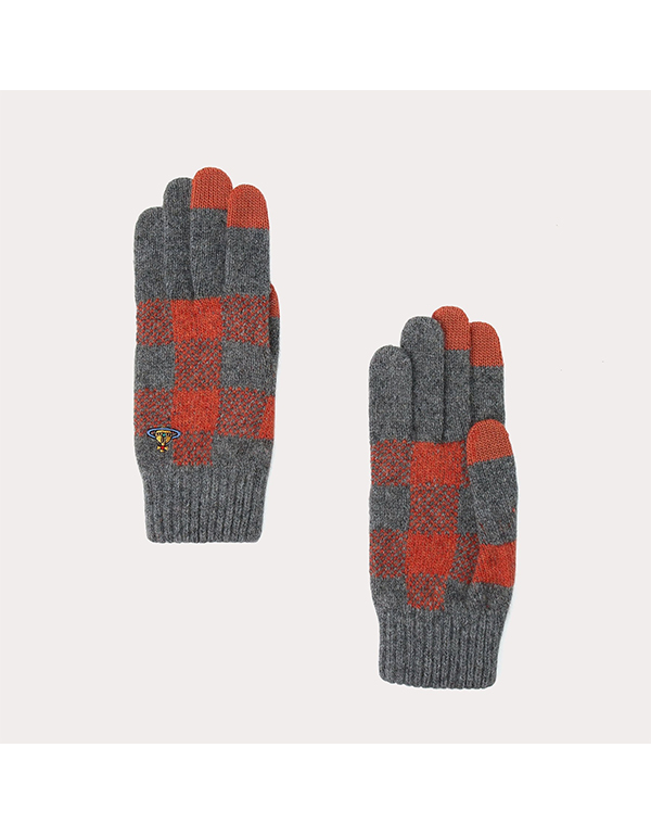 VIVIENNE WESTWOOD BLANKET CHECK KNIT GLOVES