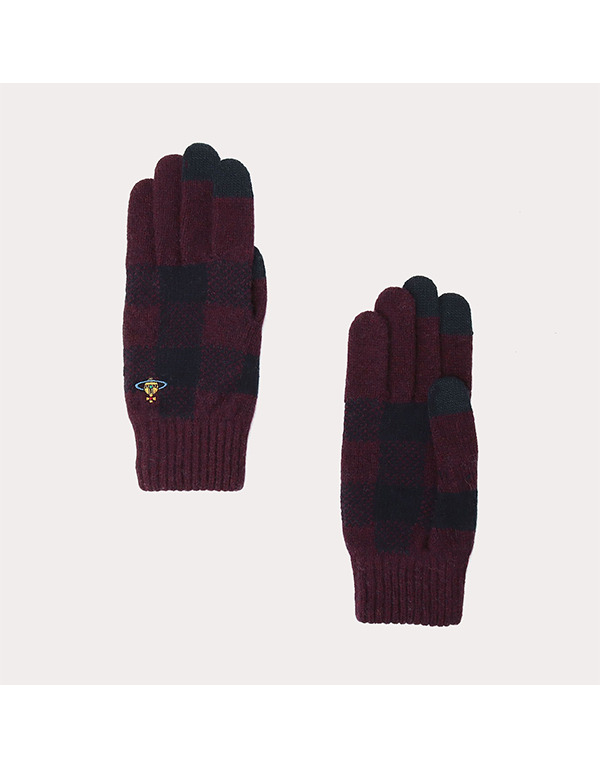 VIVIENNE WESTWOOD BLANKET CHECK KNIT GLOVES