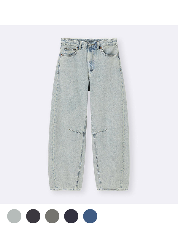 GU WOMENS BARREL LEG JEANS 5COLOR