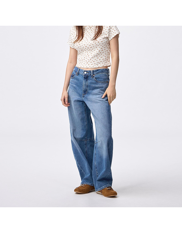 GU WOMENS BARREL LEG JEANS 5COLOR
