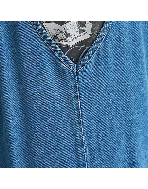 FREAKS STORE SUMMER V-NECK DENIM SALOPETTE