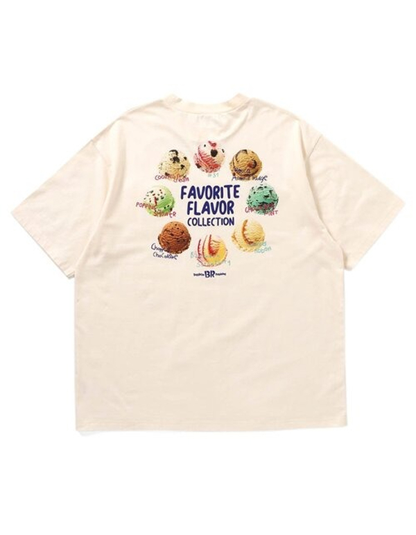 BREEZE X BASKINROBBINS31 UNISEX FLAVOR BORDER T SHIRTS 2COLOR