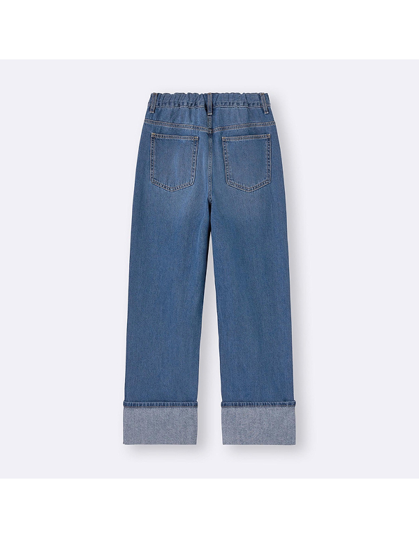 GU GIRLS TURN-UP JEANS JR NT+E