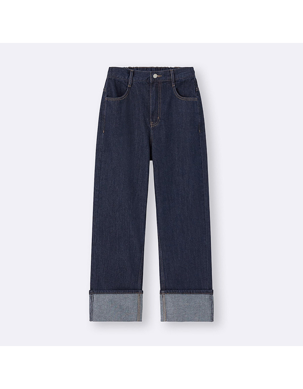 GU GIRLS TURN-UP JEANS JR NT+E