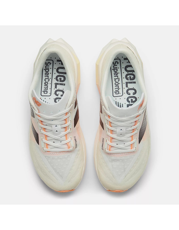 NEWBALANCE WOMEN FUELCELL SUPERCOMP ELITE V4 WHITE WITH ANGORA AND HOT MANGO