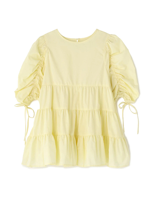 NATURALBEAUTYBASIC WOMEN GATHER SLEEVE TIERED TUNIC BLOUSE 3COLOR