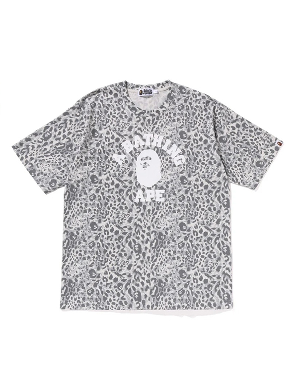 A BATHING APE WILD LEOPARD PATTERN COLLEGE RELAXED FIT TEE 3COLOR