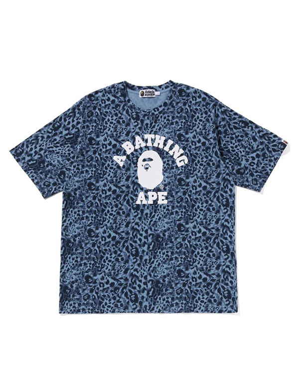 A BATHING APE WILD LEOPARD PATTERN COLLEGE RELAXED FIT TEE 3COLOR