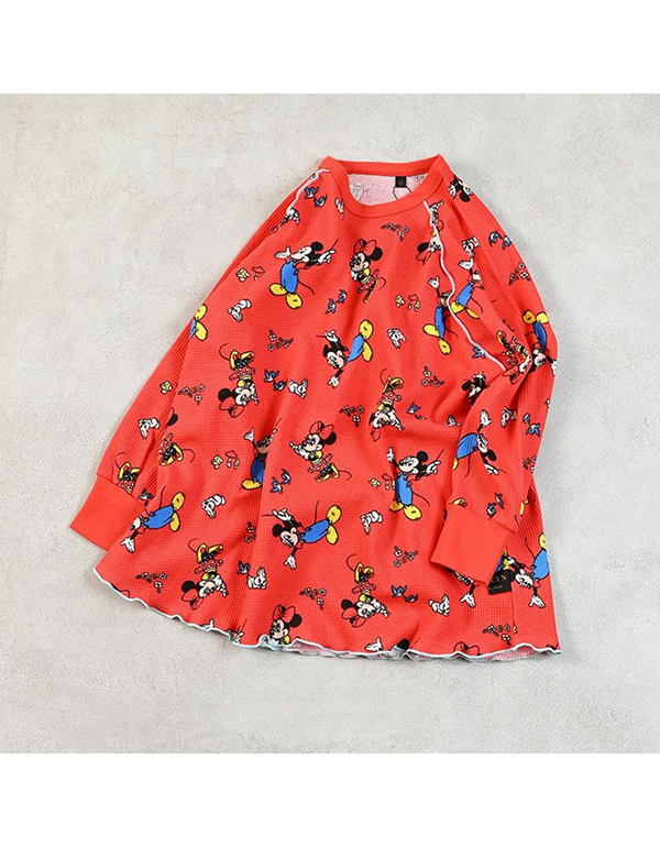 MARKEYS MICKEY MOUSE WAFFLE BIG LONG SLEEVE T SHIRT 2COLOR