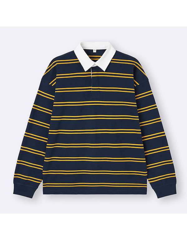 GU MEN RUGBY SHIRT BORDER 2COLOR