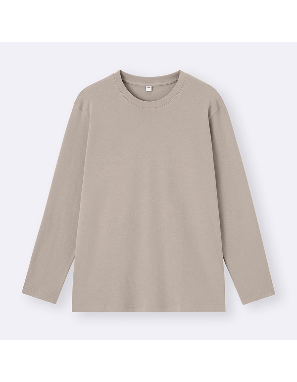 GU UNISEX SOFT COTTON CREW NECK T LONG SLEEVE 8COLOR
