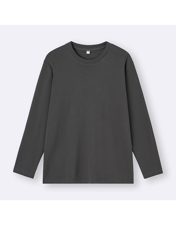 GU UNISEX SOFT COTTON CREW NECK T LONG SLEEVE 8COLOR