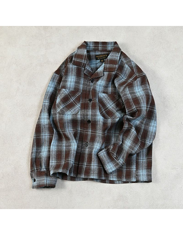 MARKEYS OPEN COLLAR CHECK SHIRT 3COLOR