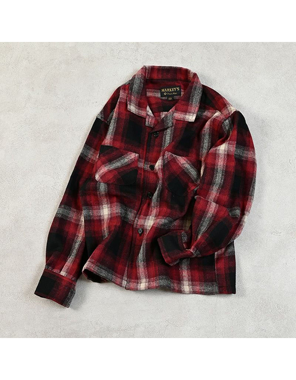 MARKEYS OPEN COLLAR CHECK SHIRT 3COLOR