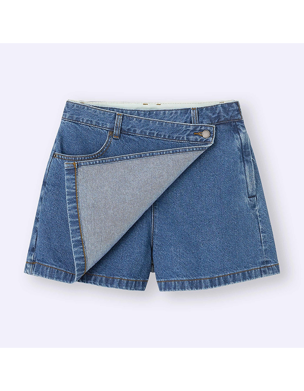 (아울렛) SIZE M GU 우먼 데님 랩 스커트 블루