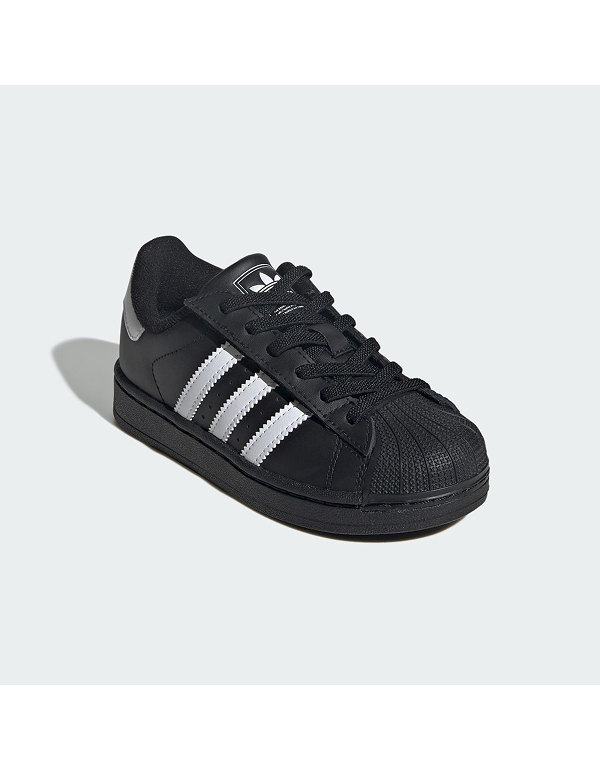 (아울렛) SIZE 200 ADIDAS 키즈 슈퍼스타 투 컴포트 클로저 엘라스틱 레이스 슈즈 블랙