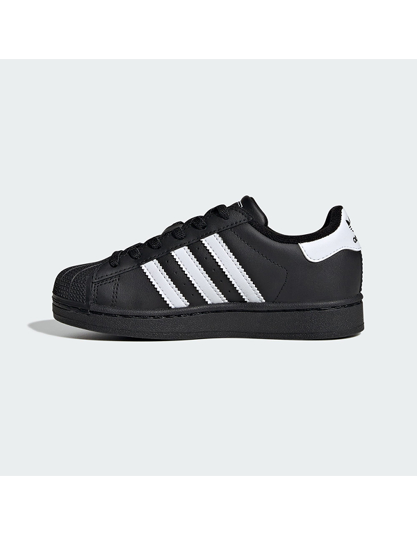 (아울렛) SIZE 200 ADIDAS 키즈 슈퍼스타 투 컴포트 클로저 엘라스틱 레이스 슈즈 블랙